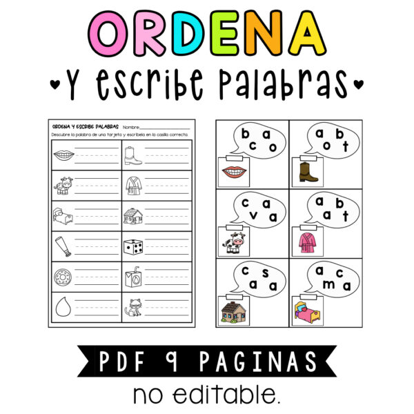 ORDENA Y ESCRIBE PALABRAS