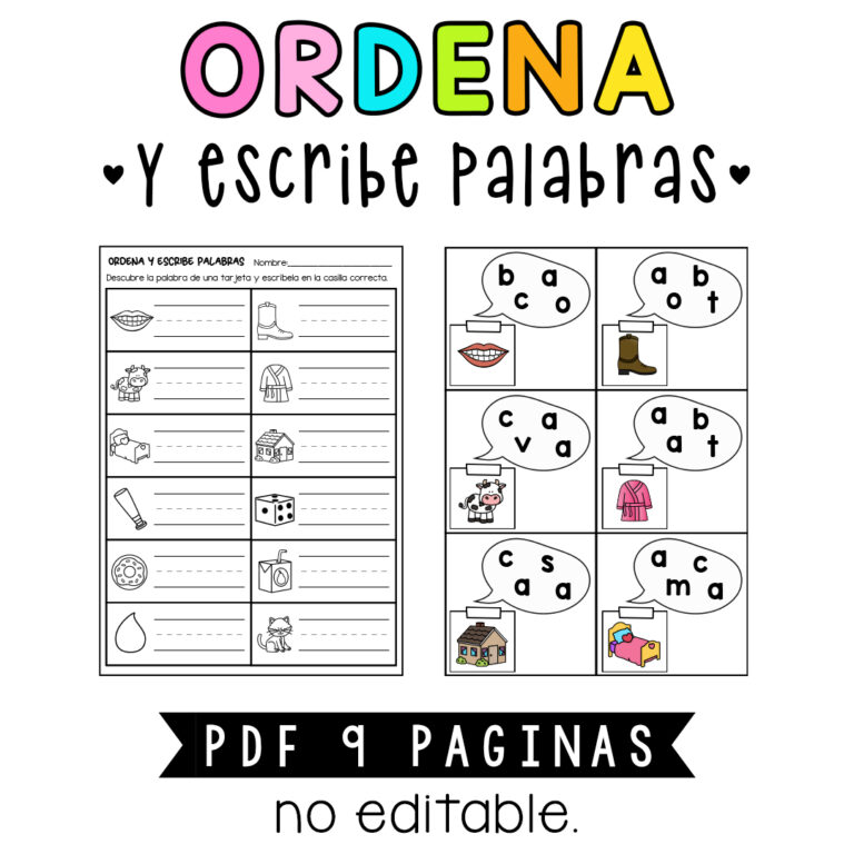 ORDENA Y ESCRIBE PALABRAS