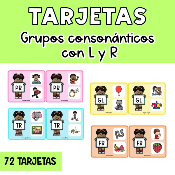 Tarjetas grupos consonánticos con L y R