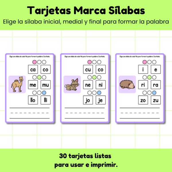 Tarjetas Marca Sílabas
