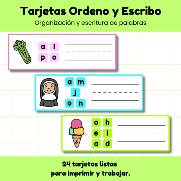 Tarjetas Ordeno y Escribo