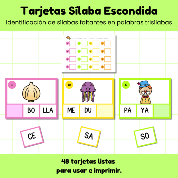 Tarjetas Sílaba Escondida